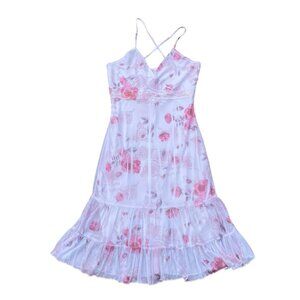 Coqutte Romantic White and Pink Floral Babydoll Dress